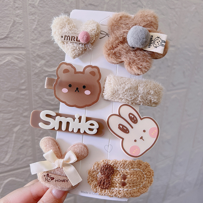 Animal bow flower and smiley decorative hair clips
