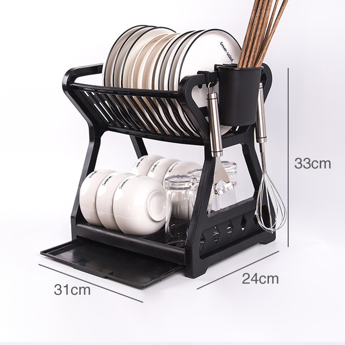 Dish Rack Kitchen Storage Dish Rack Multi Functional Drain Rack Popular Household Double-Layer Kitchen Storage Rack Water Filtering Rack