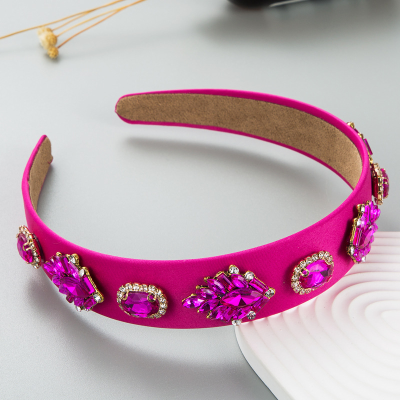 Hot pink headband with faceted baroque rhinestones