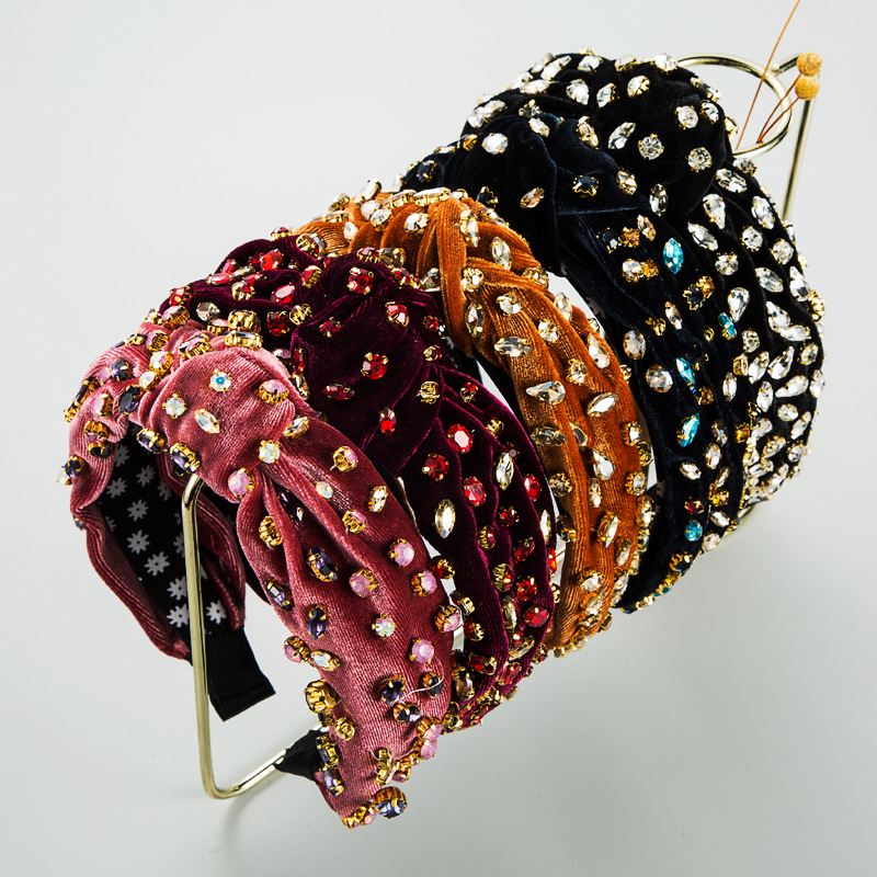 Wide padded headbands with gathered fabric texture