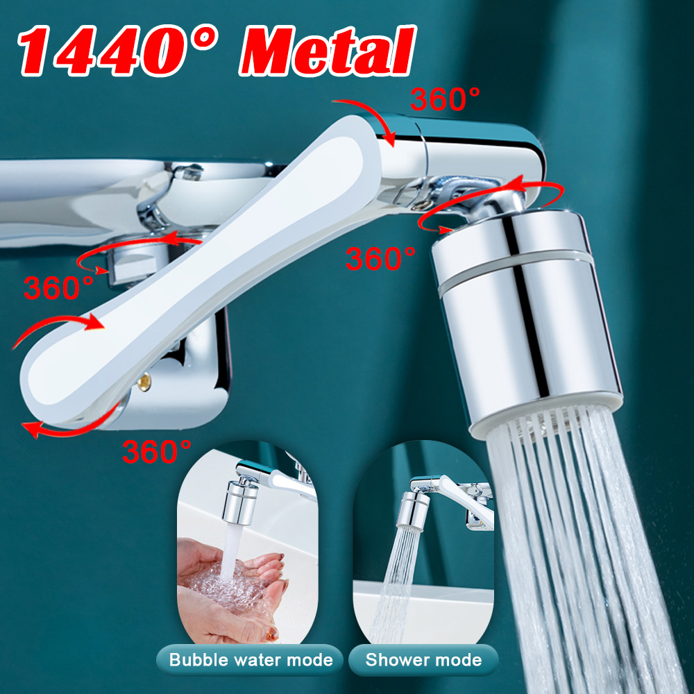 1080 °/1440 ° New Mechanical Arm Double Outlet Bubbler Universal Extension Faucet Splash Proof