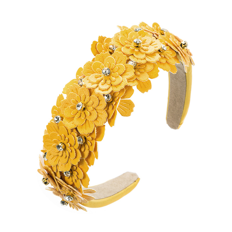 Floral headband interior showing structured padded construction