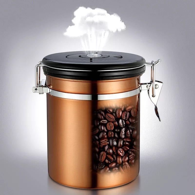 304 Stainless Steel Sealed Jar Coffee Bean Storage Tea Jar Kitchen Moisture Proof Storage Cereal Grain Storage Box