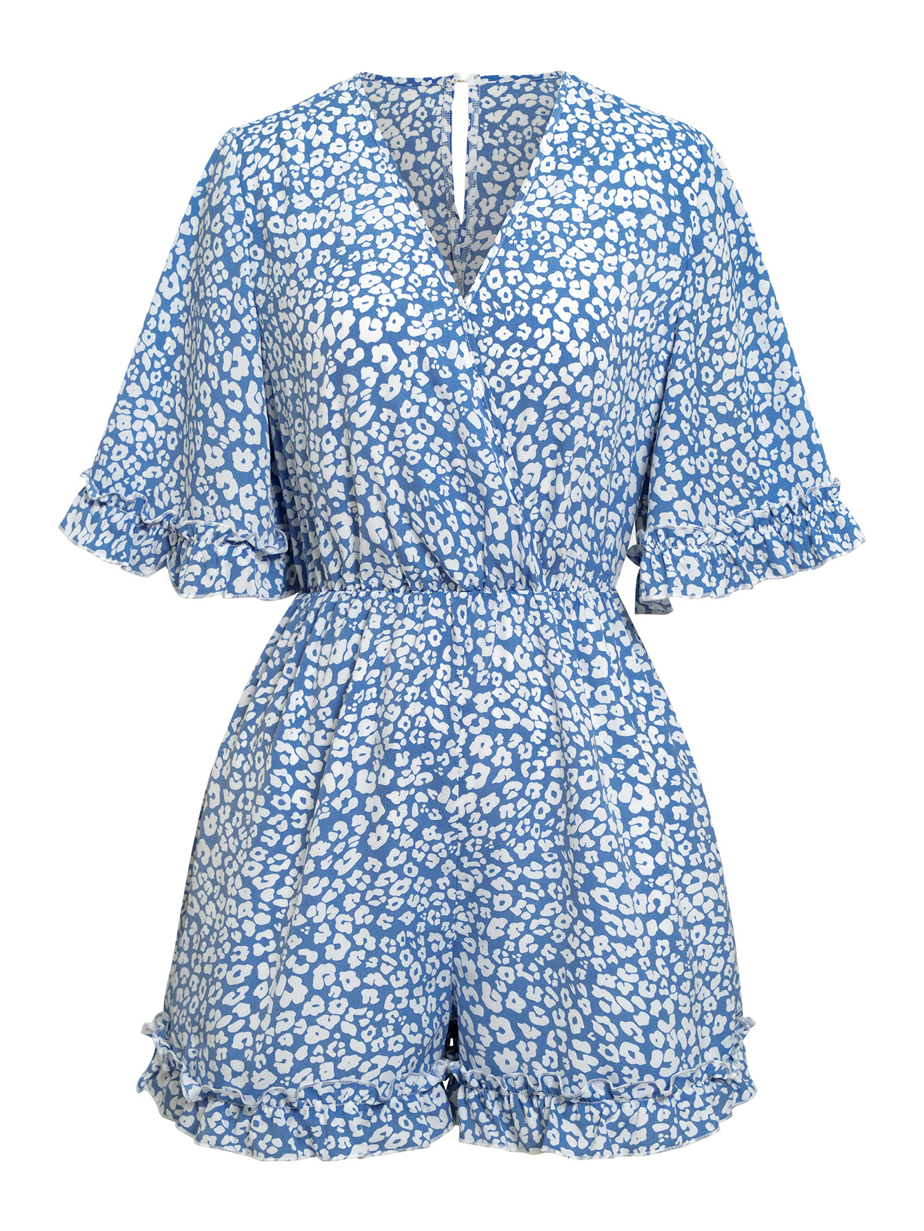 Spring And Summer Casual Women's New Fashion V-Neck Printed Short Jumpsuit