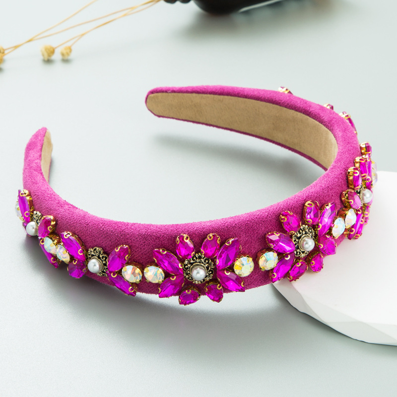Hot pink crystal headband with colorful glamorous finish