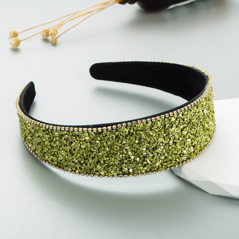 Lime green sparkling headband with gold trim