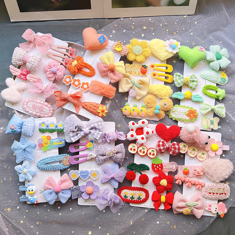 Large colorful assortment of children's clips and barrettes