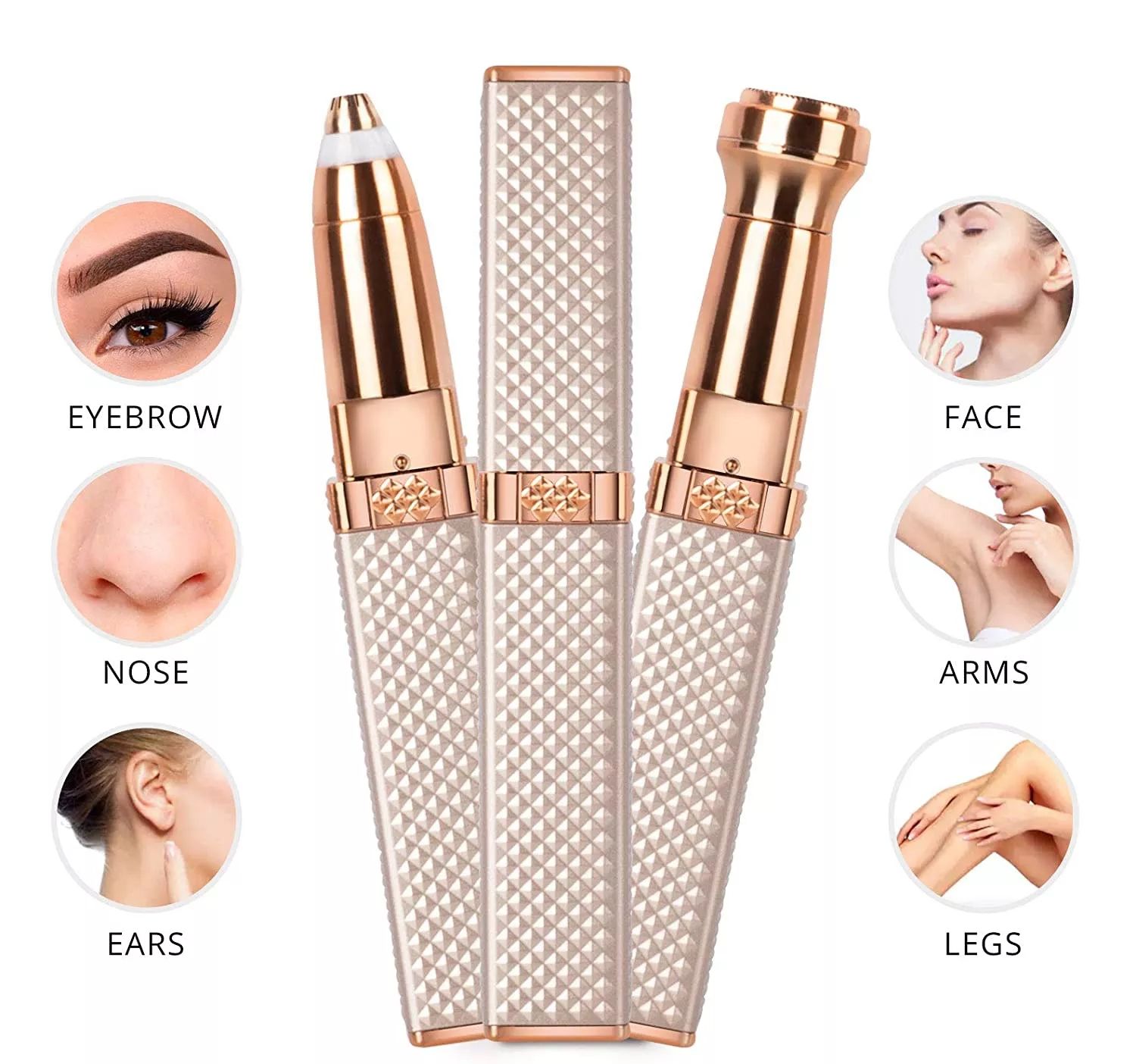 Interchangeable trimmer heads for facial and body grooming