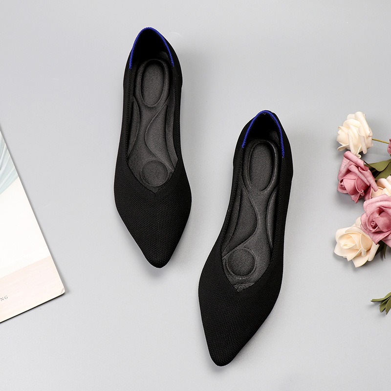 Flying Woven Single Shoes Doudou Knitted 41 Flat Sole 43 Large Women's Shoes Pointed Ladybugs image 6