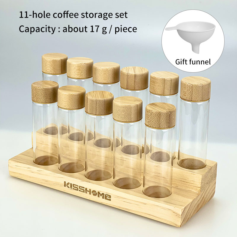 Coffee Bean Display Rack Test Tube Preservation Storage Sealed Tank Storage Tank Solid Wood Household Glass Bottle