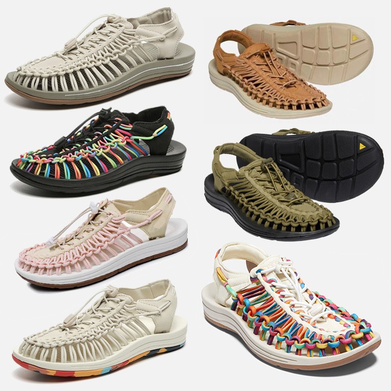 Large New Breathable Sandals Women's Fashion Casual Woven Sandals Beach Shoes Korean Couple Shoes