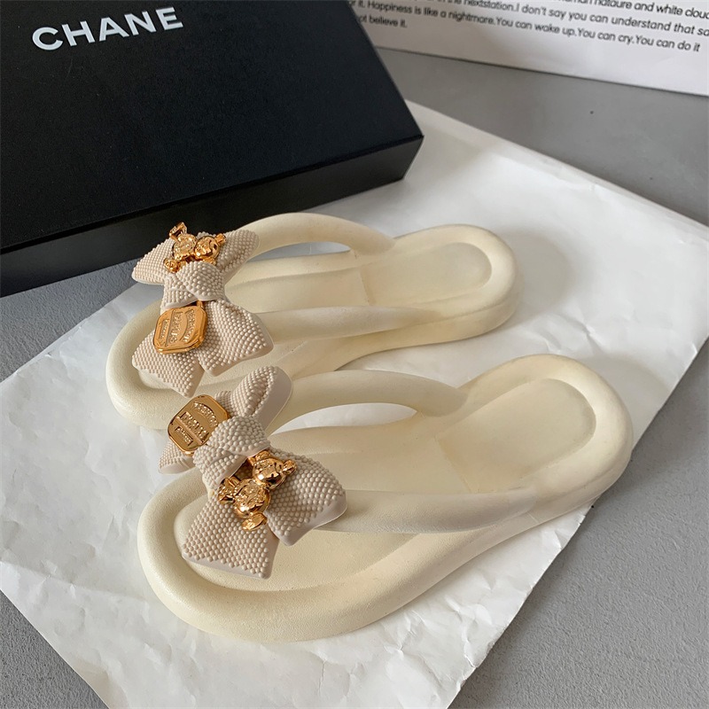 Sandals Style Style Sandal Slippers with Pinched Toes Thick soles Wearing Beach Shoes Herringbone Slippers Female image 3