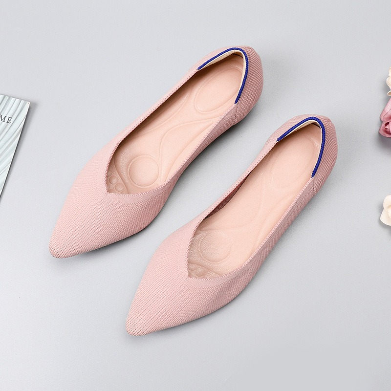 Flying Woven Single Shoes Doudou Knitted 41 Flat Sole 43 Large Women's Shoes Pointed Ladybugs image 7