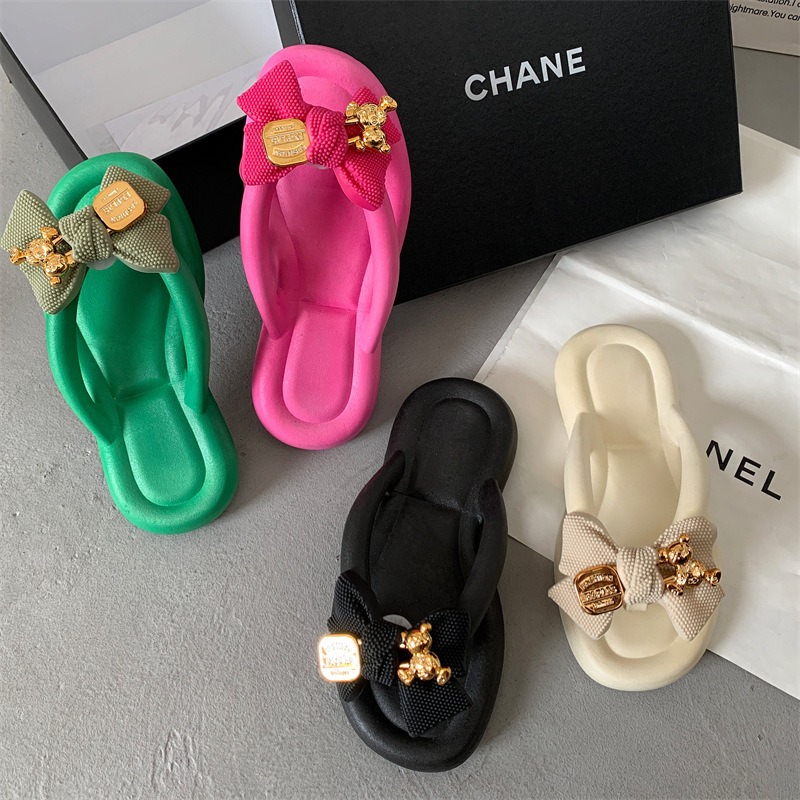 Sandals Style Style Sandal Slippers with Pinched Toes Thick soles Wearing Beach Shoes Herringbone Slippers Female