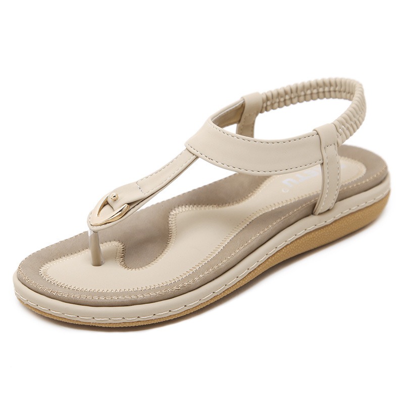 Summer Sandals Women's Metal Large Buckle Embroidery Flat Shoes image 9