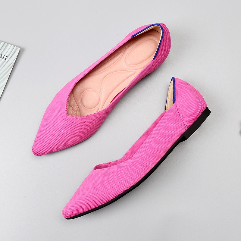Flying Woven Single Shoes Doudou Knitted 41 Flat Sole 43 Large Women's Shoes Pointed Ladybugs image 11