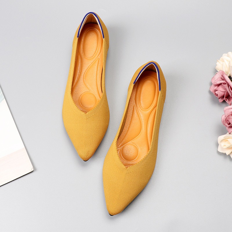 Flying Woven Single Shoes Doudou Knitted 41 Flat Sole 43 Large Women's Shoes Pointed Ladybugs image 4