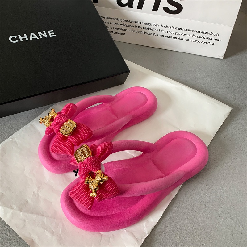Sandals Style Style Sandal Slippers with Pinched Toes Thick soles Wearing Beach Shoes Herringbone Slippers Female image 8