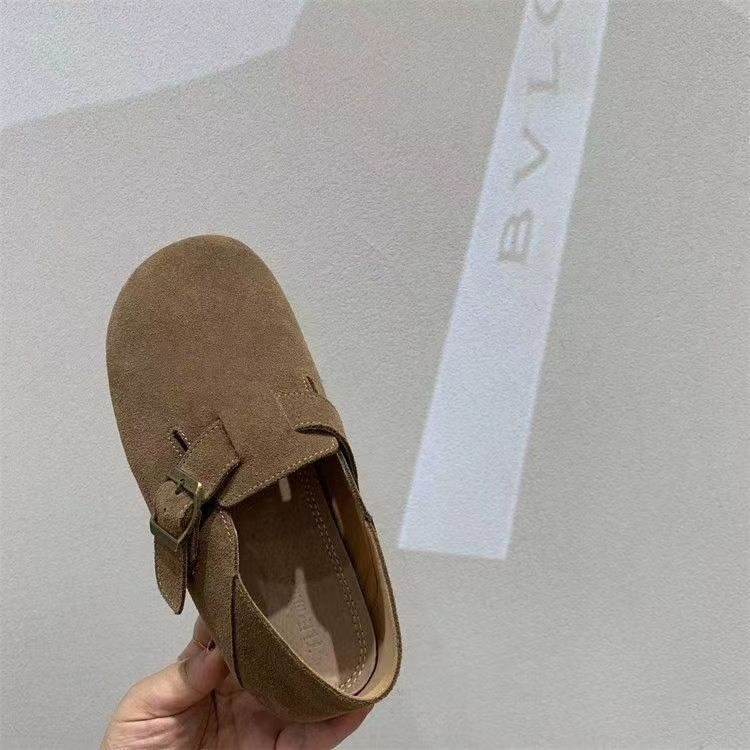 Khaki Flat Shoes French Retro Single Shoes Boken Shoes Spring Women's Shoes image 5