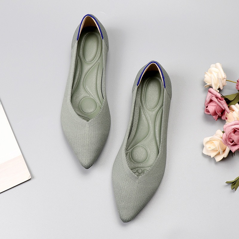 Flying Woven Single Shoes Doudou Knitted 41 Flat Sole 43 Large Women's Shoes Pointed Ladybugs image 9