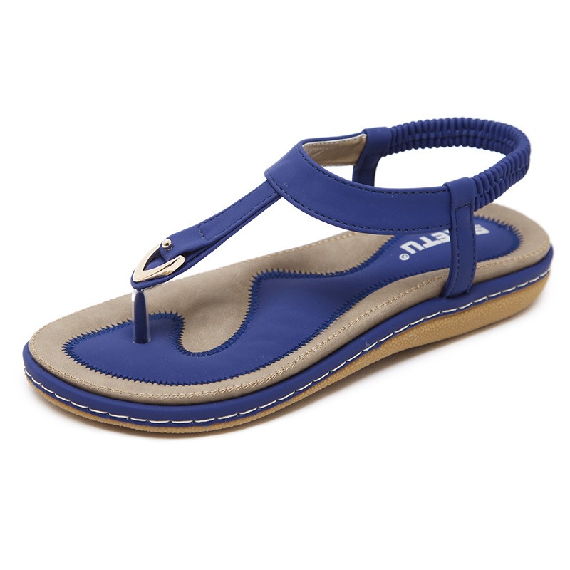 Summer Sandals Women's Metal Large Buckle Embroidery Flat Shoes image 4