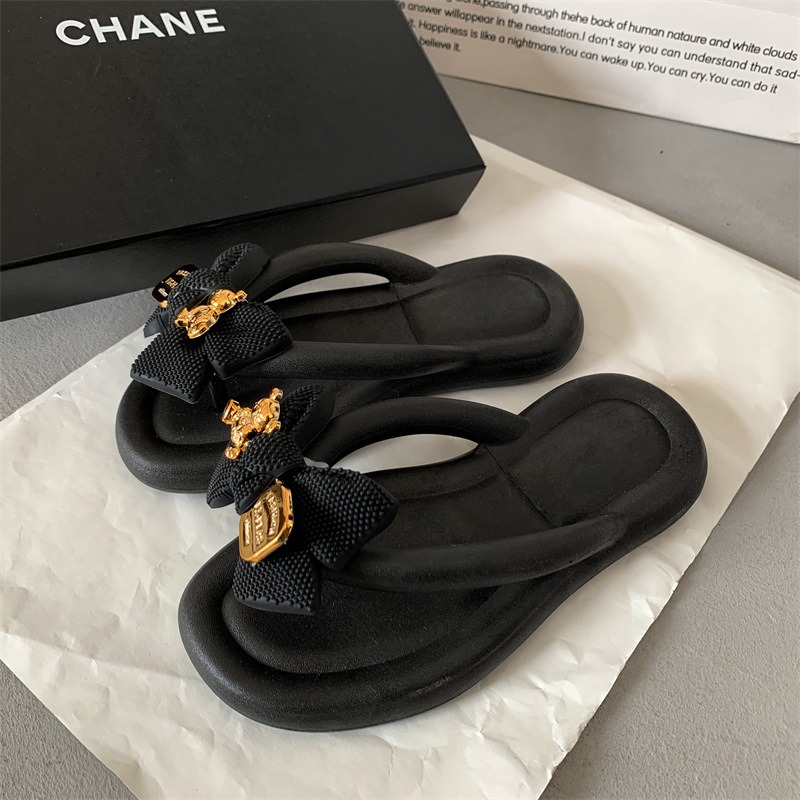 Sandals Style Style Sandal Slippers with Pinched Toes Thick soles Wearing Beach Shoes Herringbone Slippers Female image 6