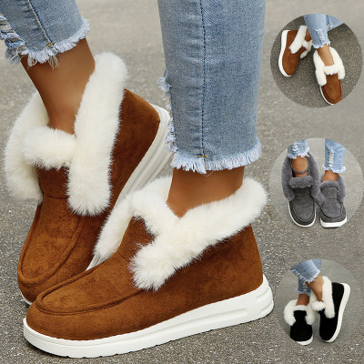 Autumn and Winter New Large Suede Warm keeping Cotton Shoes Casual Snow Shoes Low top Suede Cotton