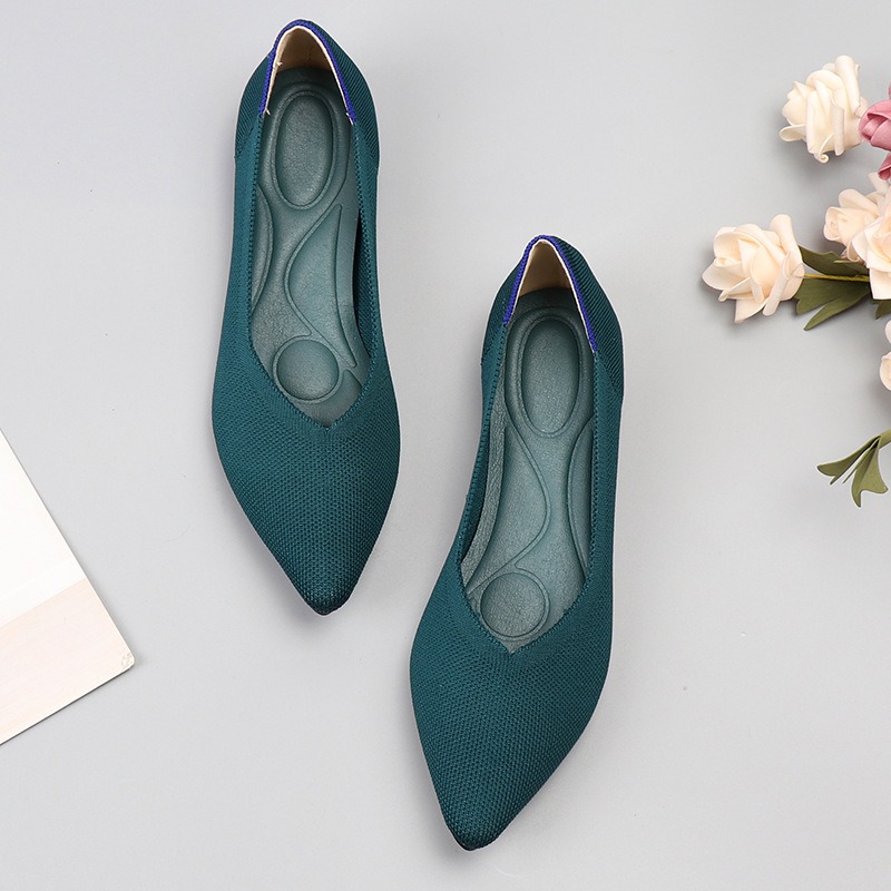 Flying Woven Single Shoes Doudou Knitted 41 Flat Sole 43 Large Women's Shoes Pointed Ladybugs image 10