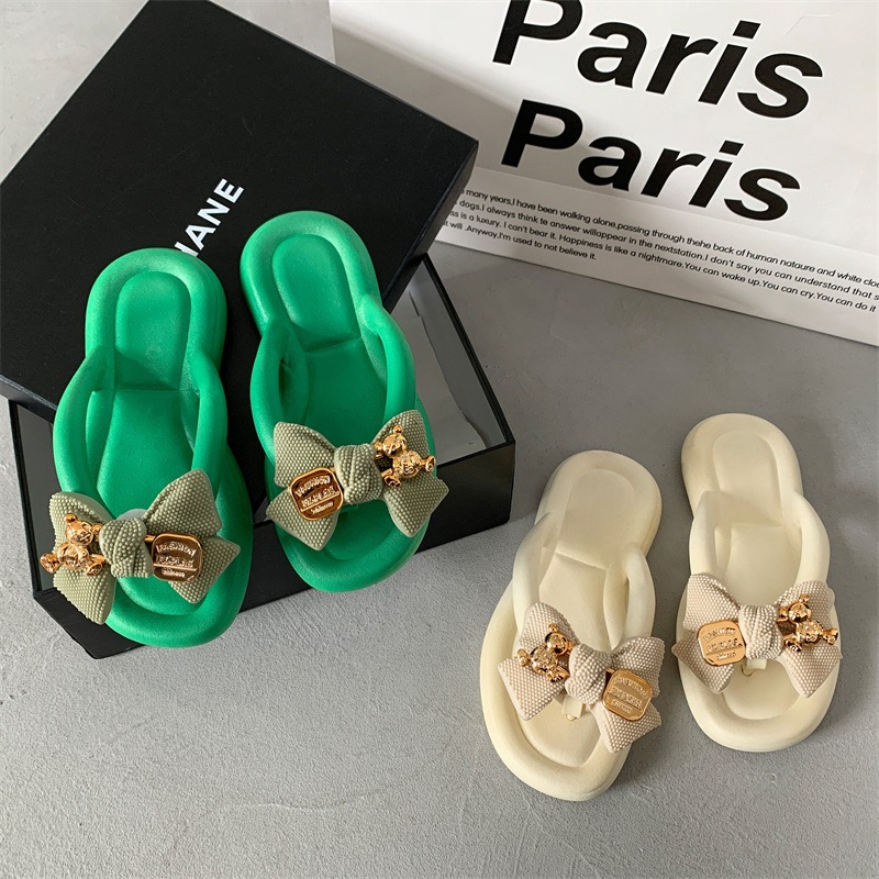 Sandals Style Style Sandal Slippers with Pinched Toes Thick soles Wearing Beach Shoes Herringbone Slippers Female image 9