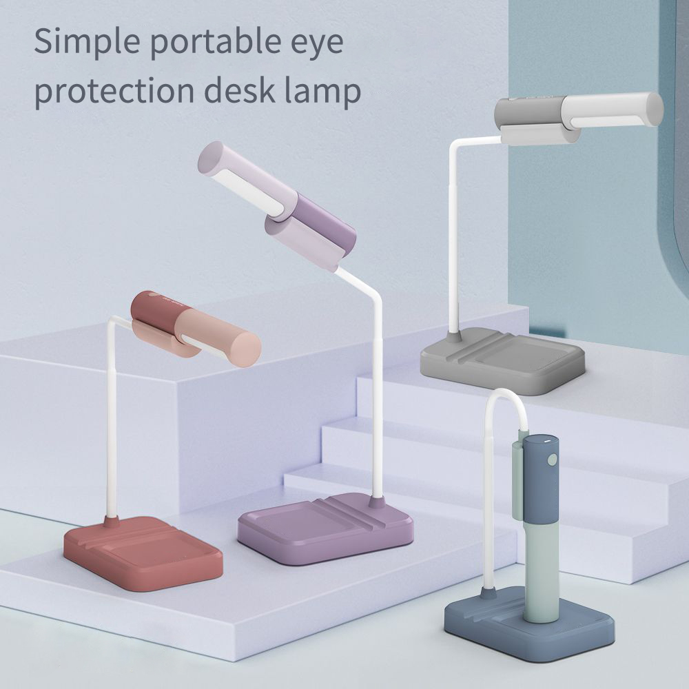 LED Simple Eye Protection Desk Lamp USB Rechargeable Infinitely Variable Light Student Reading