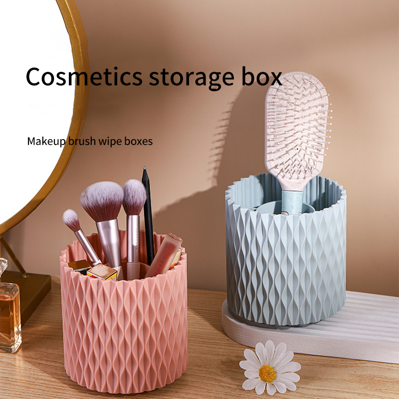 360 Rotation Large Capacity Makeup Brush Bucket Portable Brush Storage Box Lipstick Eyebrow Pencil Eye Shadow Brush Dust-Proof Pen Holder