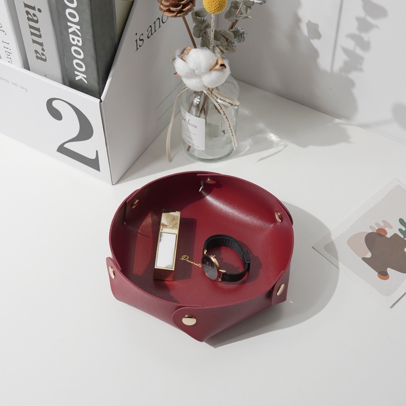 Ins Leather Desktop Storage Box Keys Cosmetics Jewelry Entryway Miscellaneous Storage Box Storage Tray