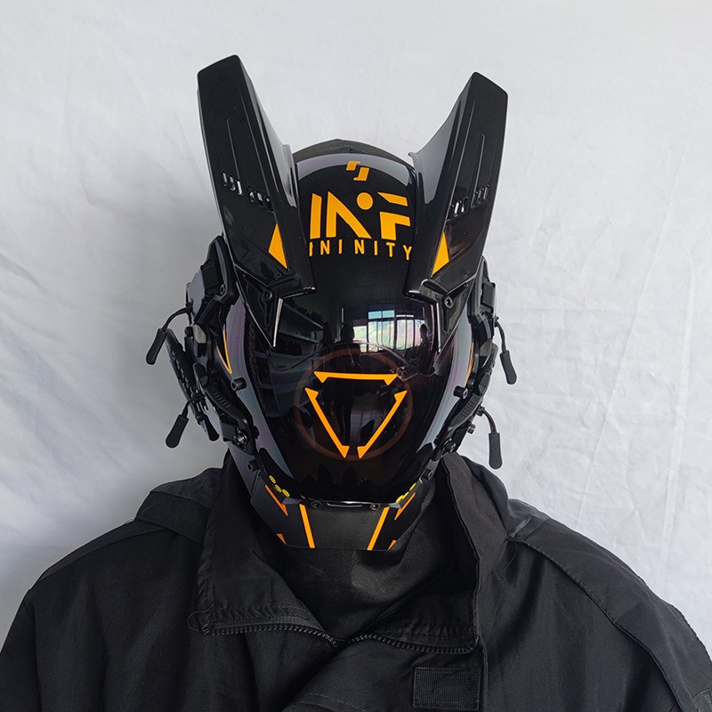 Cyberpunk Mask Round Light Wing Led Light-emitting Mask Technology Sense  Helmet Mask