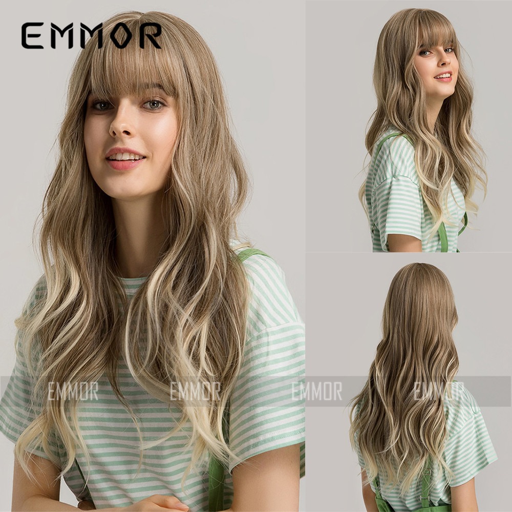 Highlighted brunette wig with soft dimensional color