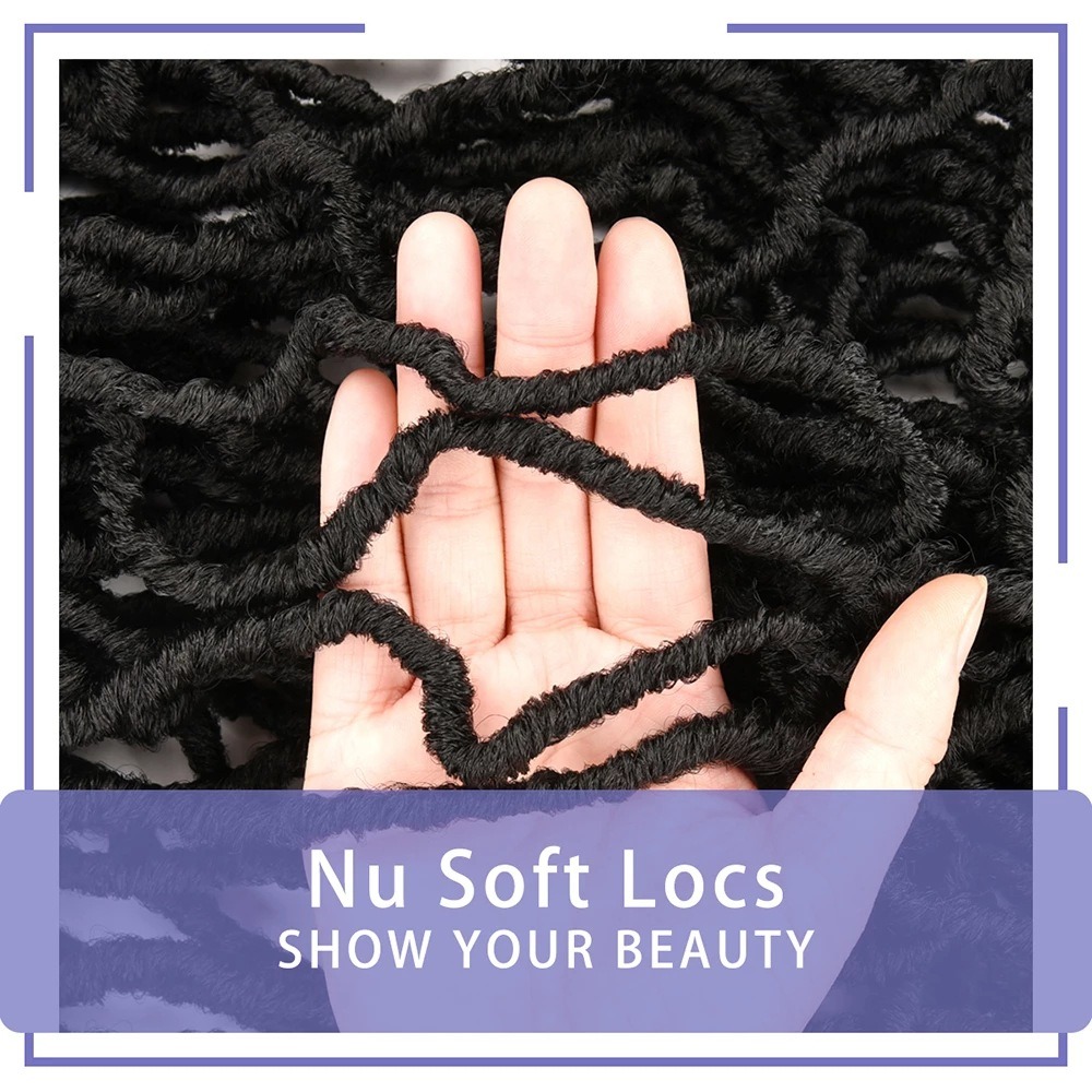 Curved tightly textured black Nu Loc strands
