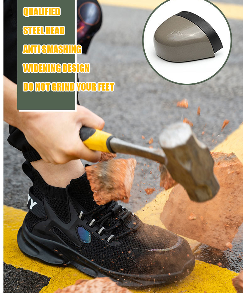 Breathable Men's Summer Anti-Smashing And Anti-Puncture Work Shoes Lightweight Steel-Clad Head Site Safety Shoes image 2