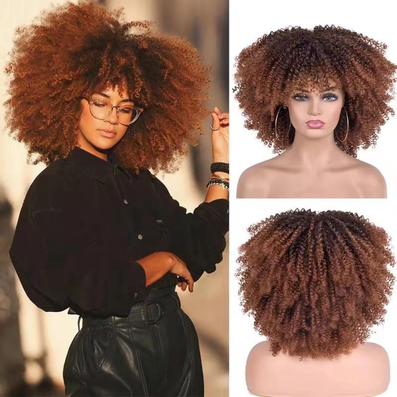 Auburn brown wig showing short rounded side profile