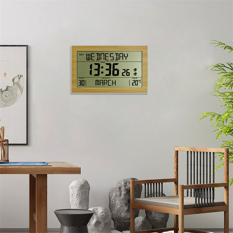 Imitation Wood Grain Large Screen Display Digital Electronic Alarm Clock Wall Clock