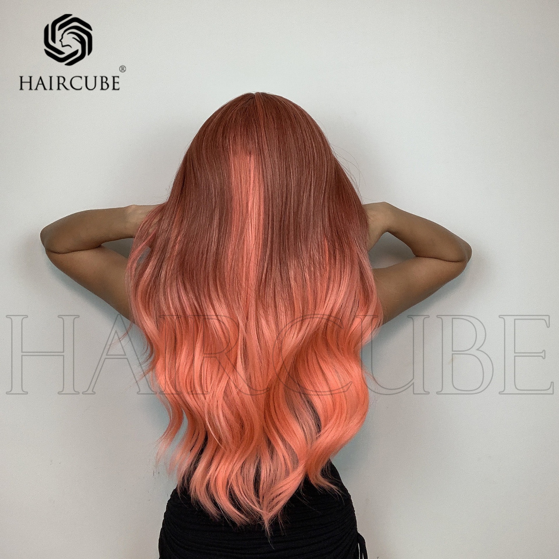 Close portrait showing warm orange-pink blended color