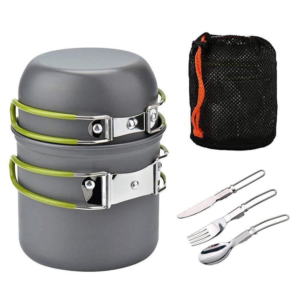 Portable Hard Aluminum Oxide Outdoor Cookware Set Convenient Three-Piece Combination Set Of Pots And