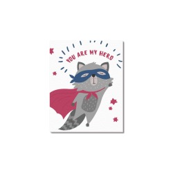 Frame Canvas Print: Superhero raccoon with "YOU ARE MY HERO" text, 8x10 inch canvas art for home decor