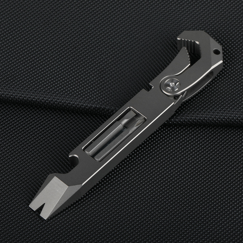 Titanium Alloy EDC Pocket Multi-function Crowbar Driver Wrench Tool Unpacker Bottle Opener Outdoor