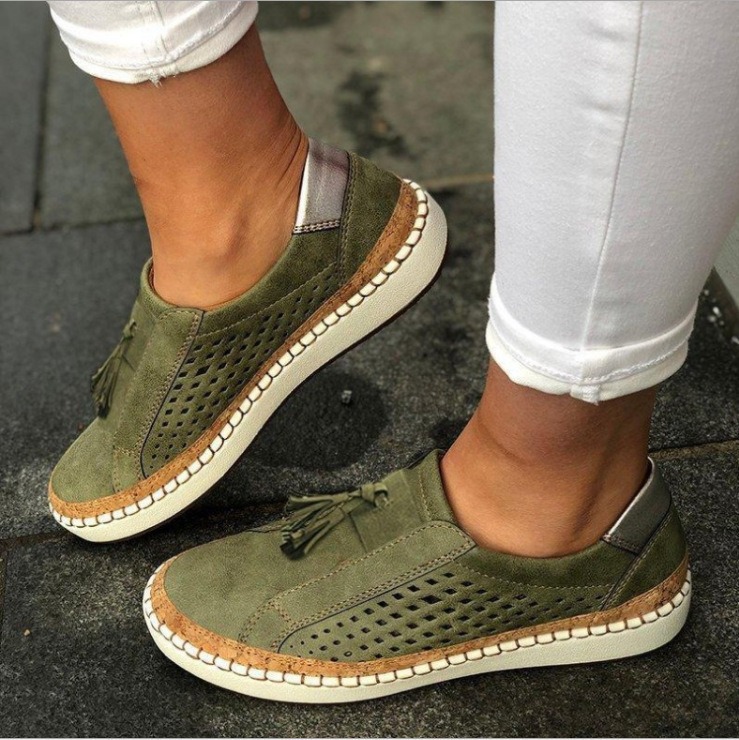 Womens Casual Shoes, One Footed Slacker Shoes, Lefu Tassels, Hollowed Out Single