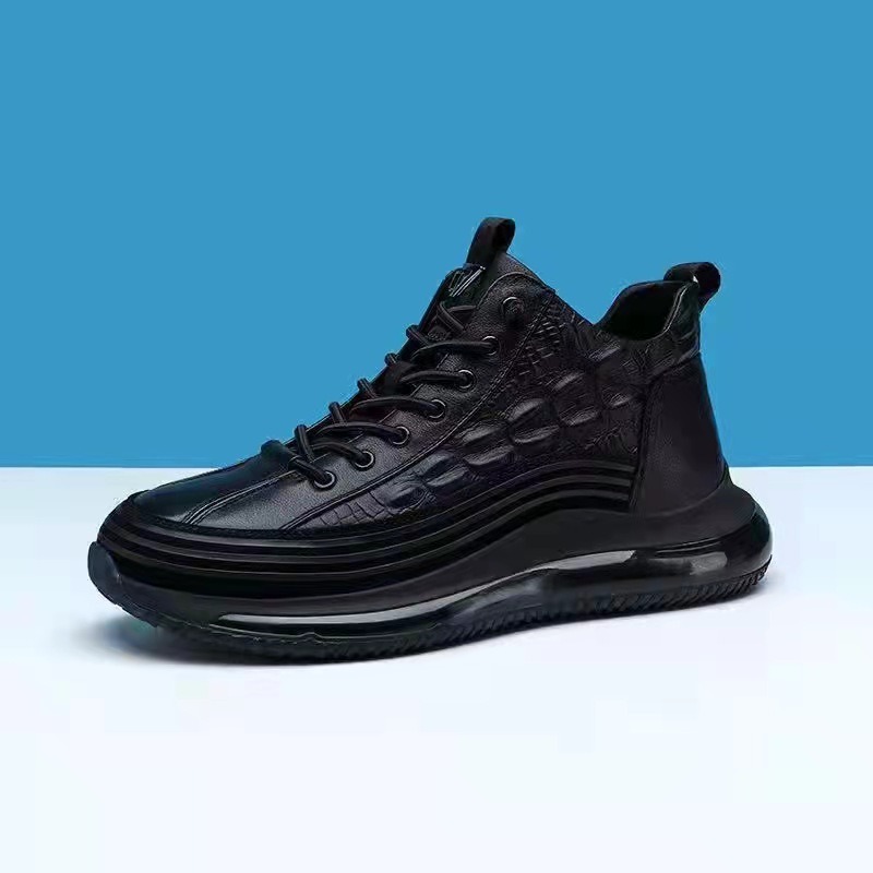 Size 48 High Top Pu Embossed Casual Sports Elastic Band Fashion Mens Shoe