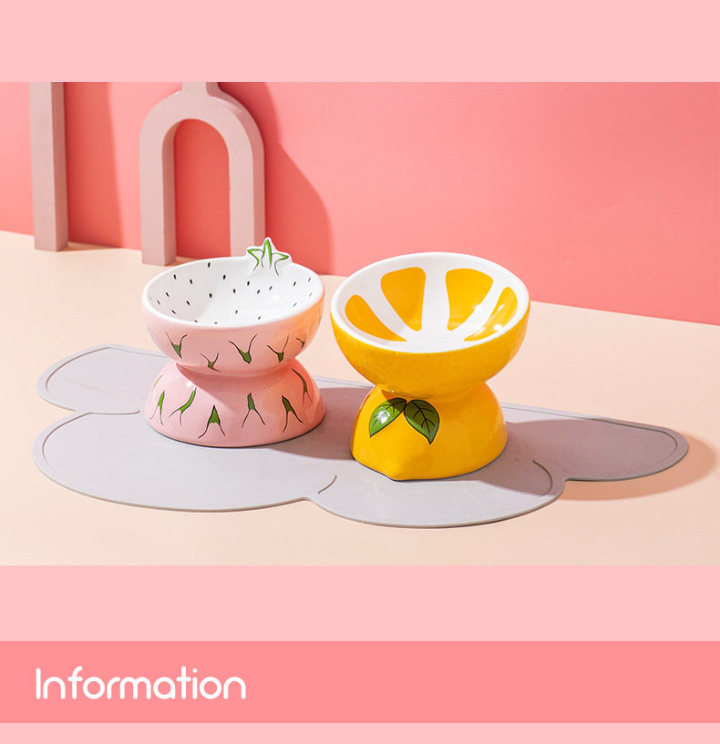 Cute Fruit-Themed Ceramic Cat/Small Dog Bowl - The Palm Beach Baby