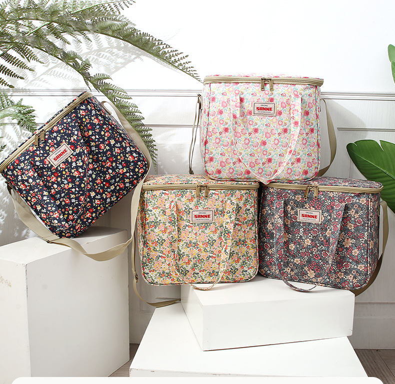 Broken Flower Insulation Bag Large Capacity Student Lunch Box Bag Portable Aluminum Foil Ice Bag