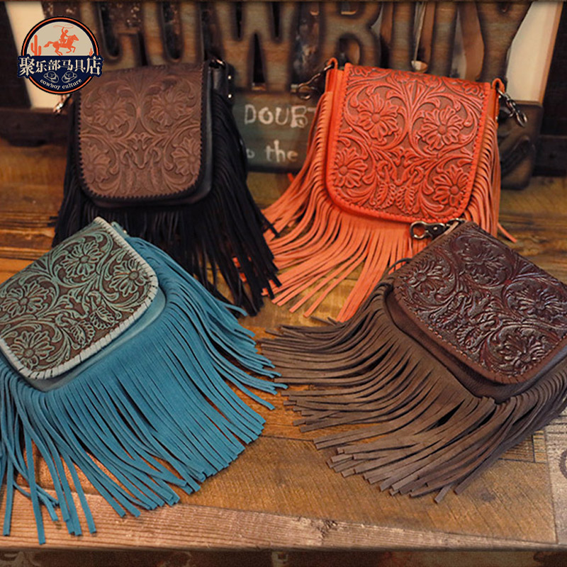 Womens Trendy Single Item Small Bag With Adjustable Shoulder Strap Inside Retro Leather Tassel Waist