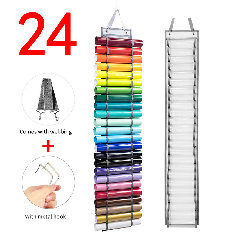 Vinyl Roll Organizer Transparent 24/48-cell Lettering Heat Transfer Film Vinyl Drum Storage Hanging