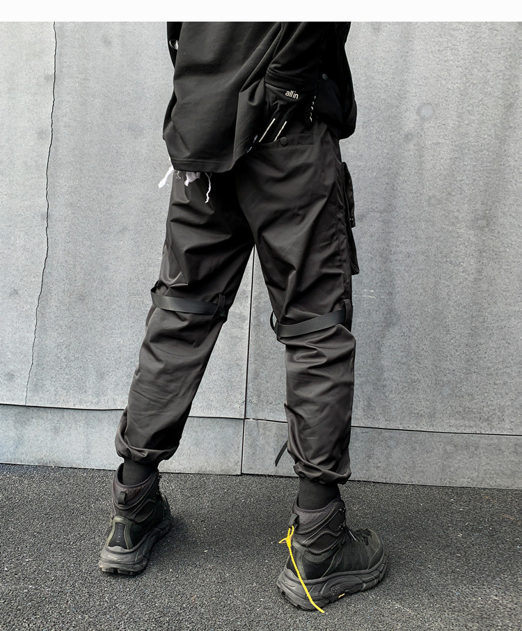 Spring new men dark China loose casual overalls Youth ins fried street  bound functional pants