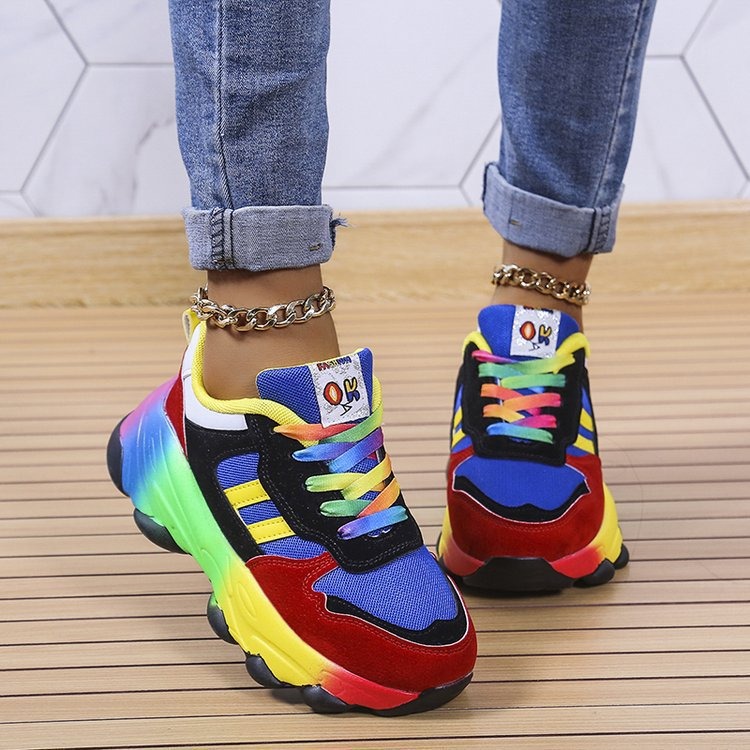 Season Colorful Dads Shoes Hip Hop Street Sports Colored Casual Individualized Matsuke Rainbow